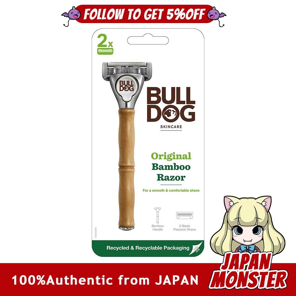 Bulldog Skincare Original Bamboo Holder 5-blade with 2 replacement blades for men's razor Japan