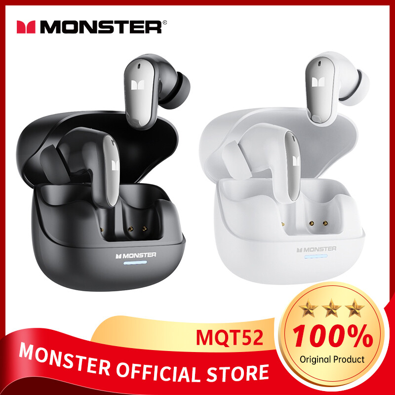Monster MQT52 Wireless Bluetooth Earphone Wireless Headphone Super Battery Life AI Noise Reduction HIFI Sound Quality Headsets Panoramic Acoustics ราคา 339 บาท*ส่งฟรี