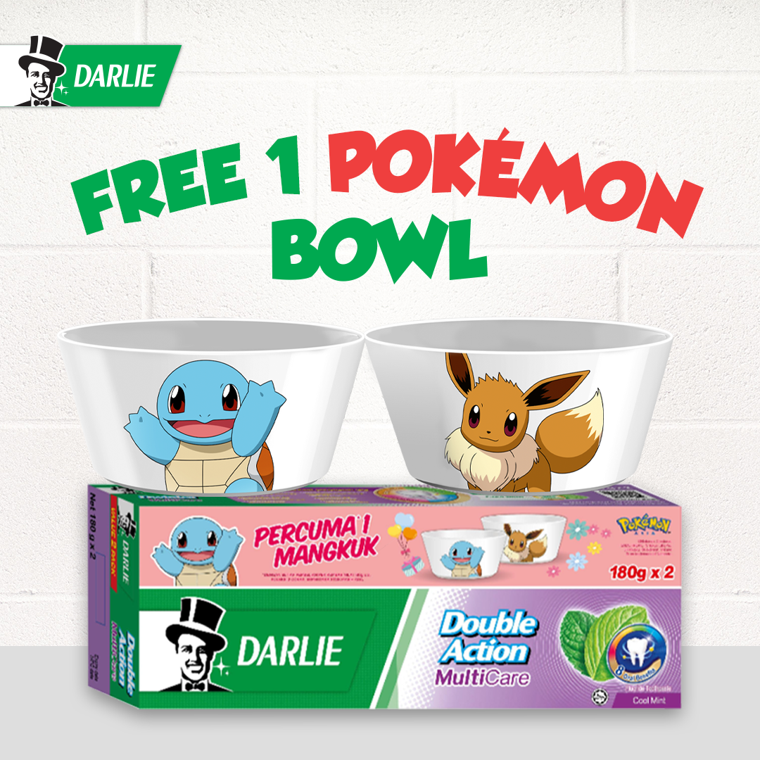 Gambar Darlie Double Action Multicare 180G Twin Pack   Free Pokemon Bowl