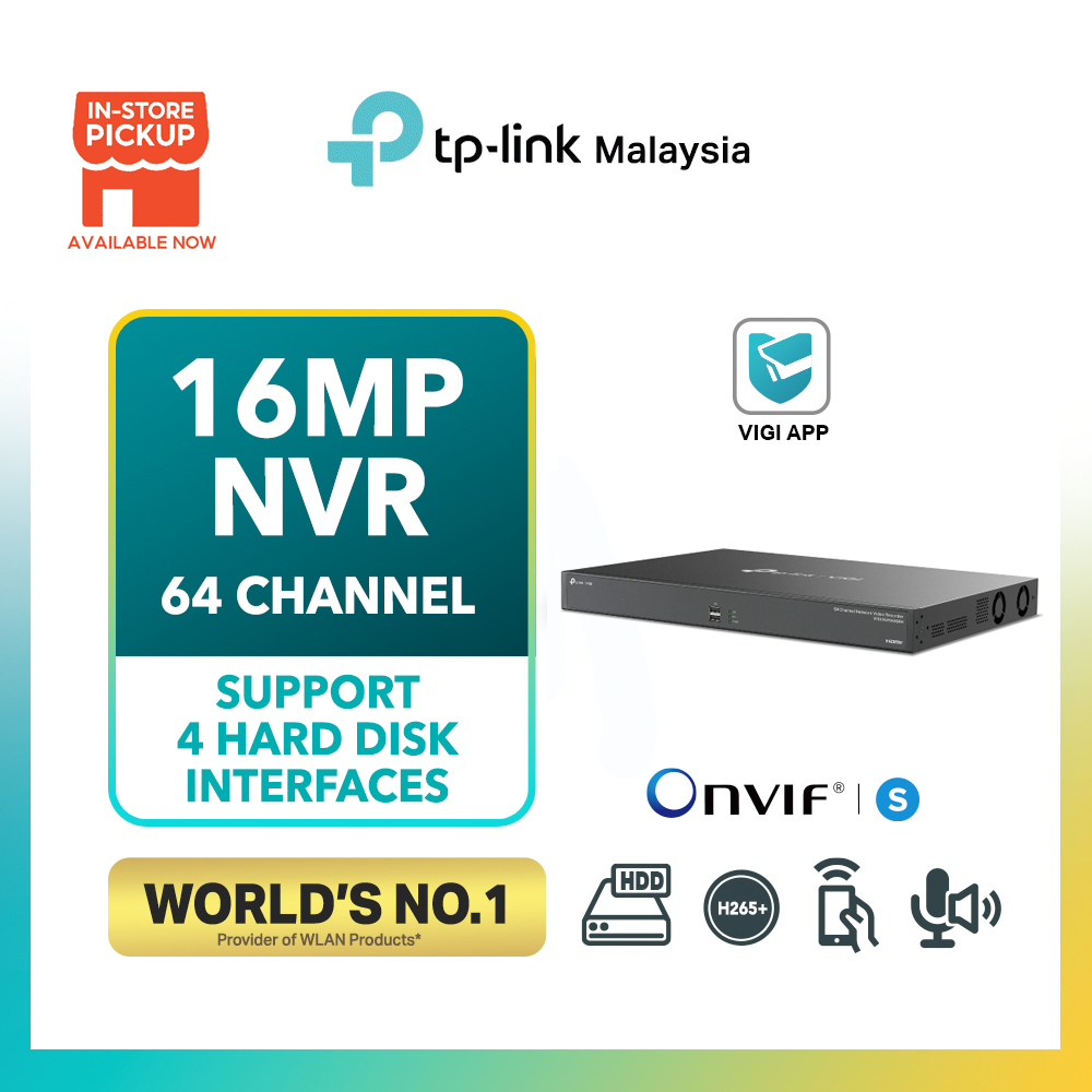 TP-Link VIGI NVR4064H 64CH 4K Network Video Recorder | H.265+ Compression | Smart Detection CCTV NVR Harga 3,399 Ringgit*Penghantaran Percuma