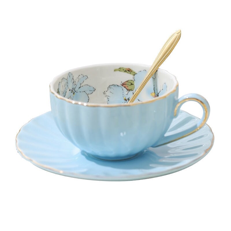 Gambar European coffee cup ins high levels of light appearance luxury pottery cups and saucers suit English afternoon tea tea cups of a complete set of wind