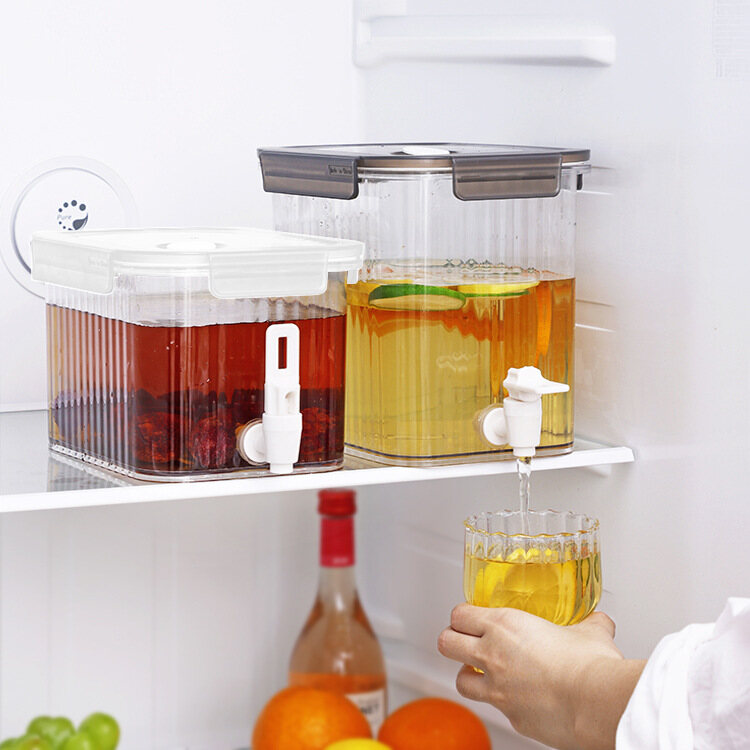 Gambar ?? Ready Stock?? Refrigerator Cold Kettle with Faucet Fruit Tea Cold Brew Kettle Juice Lemon Cool Kettle