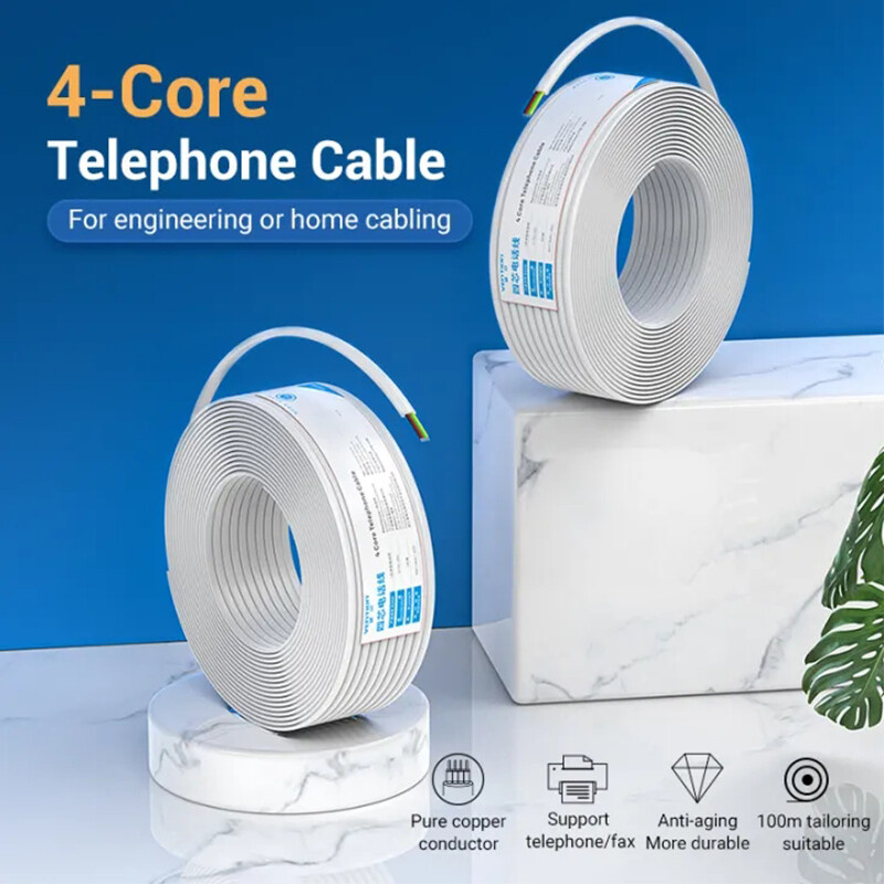 Vention RJ11 cáp điện thoại Đực Với đực 6p 4C nhiều sợi điện thoại Jumper dây dẹt đường dây điện tho