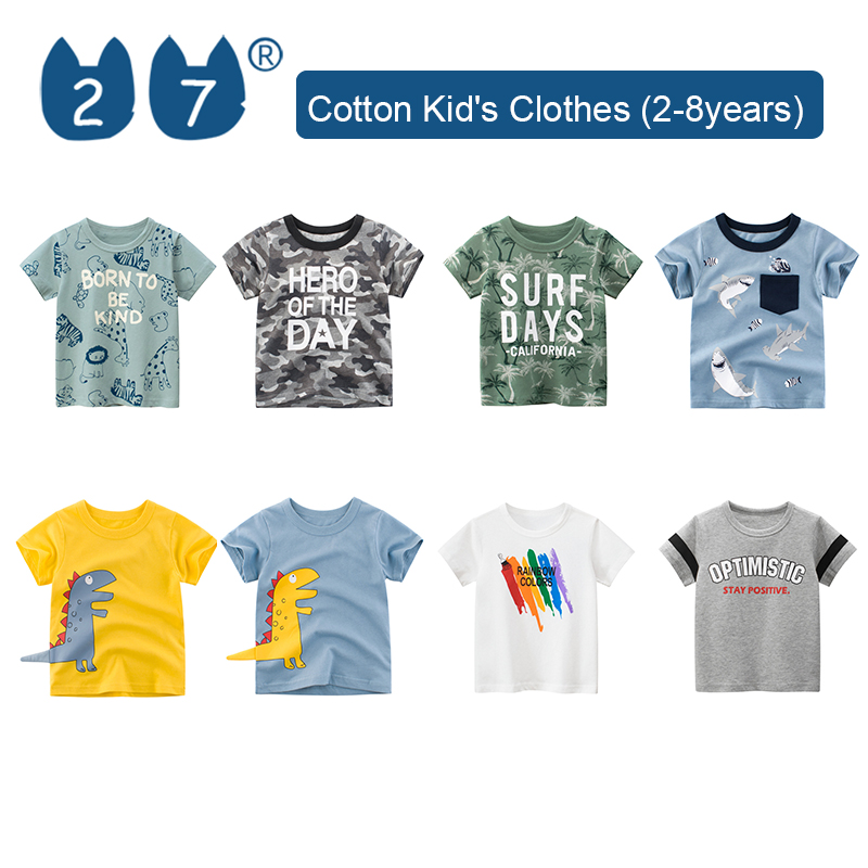 27Kids Store Child's Short Sleeve T-shirt Baby Boys Girls (1Y-8Y) 2023 for kids boys Summer ราคา 159 บาท*ส่งฟรี