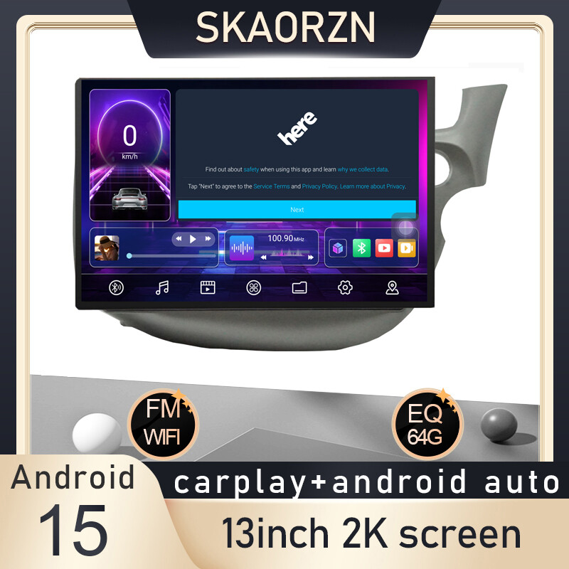 Skaorzn 13inch 6+64GB for honda jazz 2008-2013 android15 2k qled 2000x1200p support 360camera 2din car android headunit stereo fm bluetooth carplay android auto steering control rear view t133 ราคา 6,054 บาท*ส่งฟรี