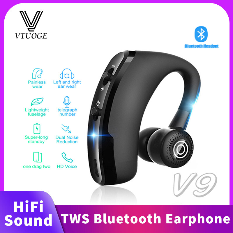 VTUOGE V9 tws Business Bluetooth Earphone In-Ear Earbuds With Mic Wireless Bluetooth Headphones Stereo Noise Reduction Voice Control Handsfree Sports Music Headset