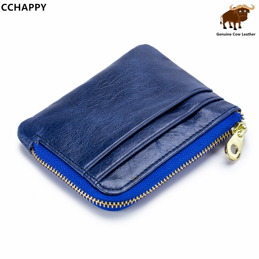 Cchappy da thật nam Ví đựng xu siêu mỏng túi đa chức năng Túi tiền xu nữ ví nhỏ đồ đựng thẻ