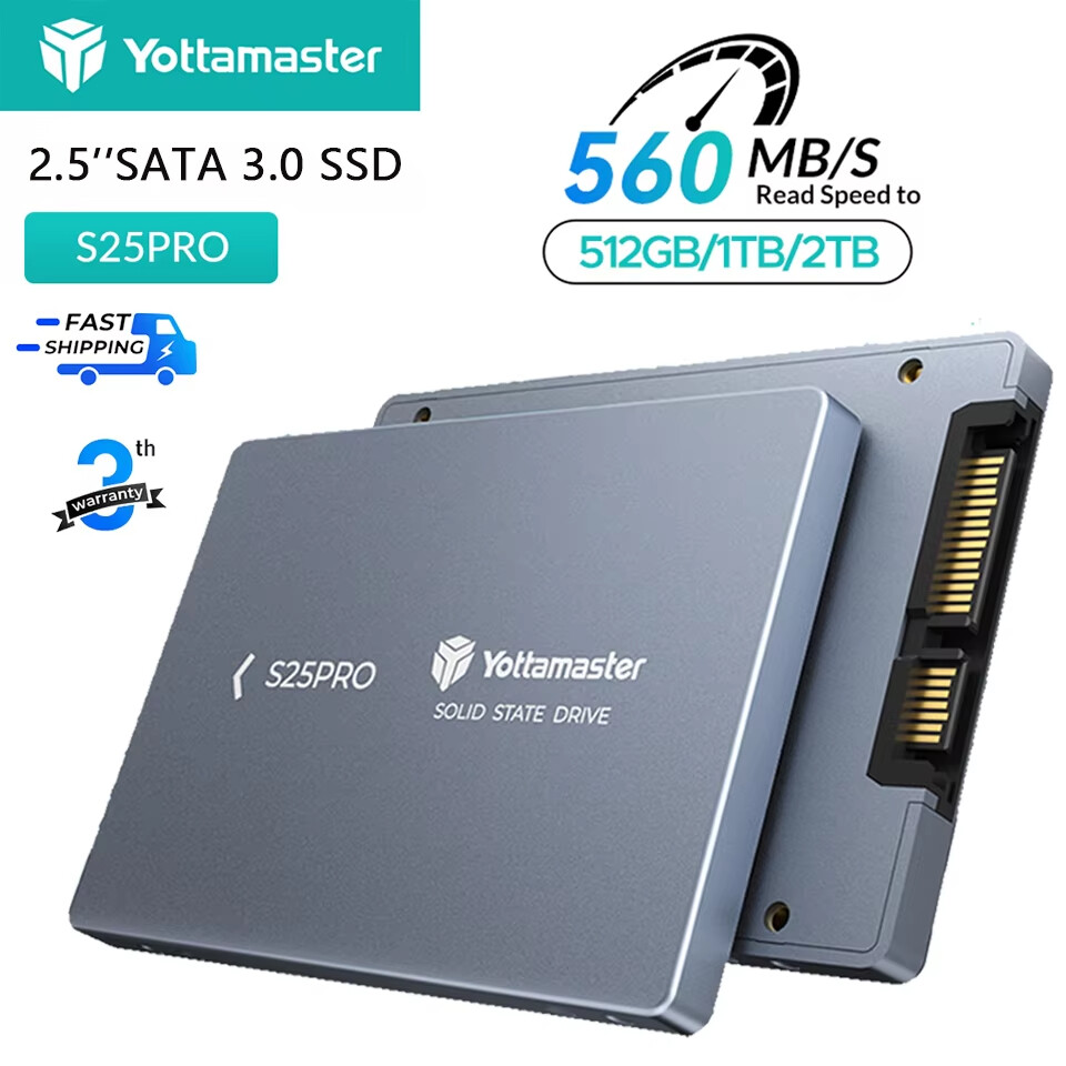 Yottamaster S25PRO 2.5'' SATA SSD 1TB 2TB High Capacity 2.5 Inch SATAⅢ Internal Solid State Drive Design for DIY User Internal Hard Drives ราคา 491 บาท*ส่งฟรี