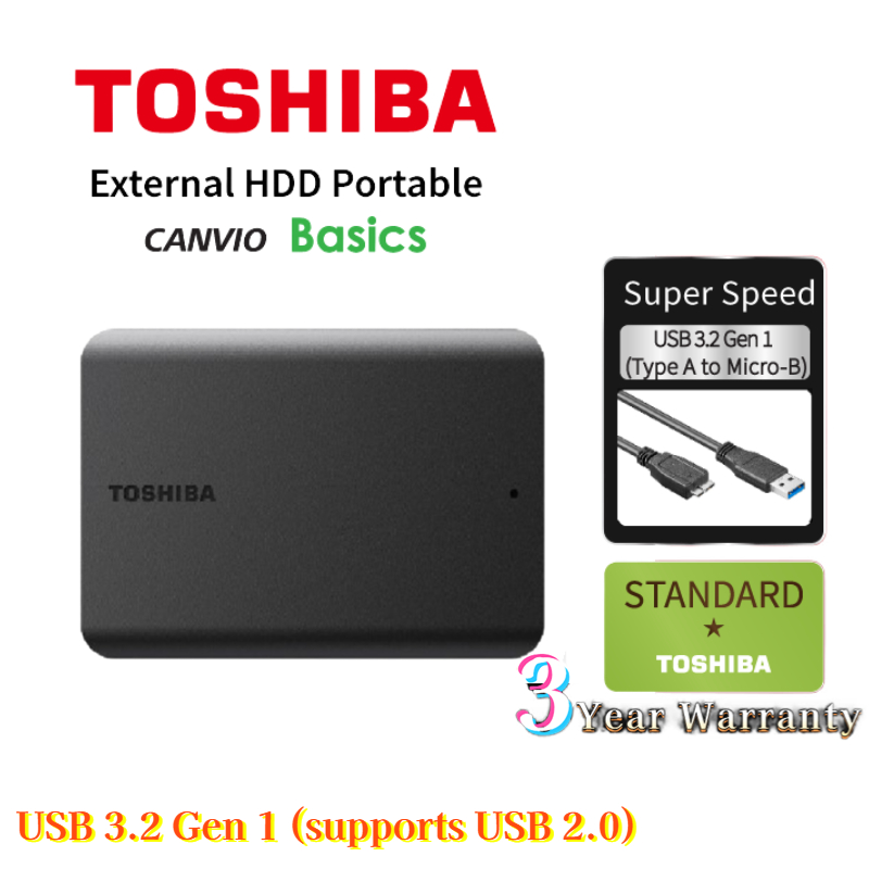 Toshiba External HDD ( 1TB / 2TB / 4TB ) USB 3.0 ( Canvio Basics ) Black Portable Hard Drive HDD Harddisk Plug&Play ราคา 3,505 บาท*ส่งฟรี
