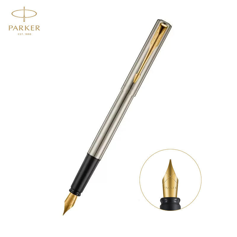 PARKER Vector XL Metallic Fountain Pen with Fine Point Matte Black or Gold Silver Color Options Luxury Gift Box and Bag Set for Men Women Office Writing