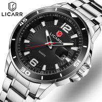 LICARR Man Watches Fashion Stainless Steel Date Watches Mens Waterproof Clock Casual Sport Quartz Men Wrist Watch