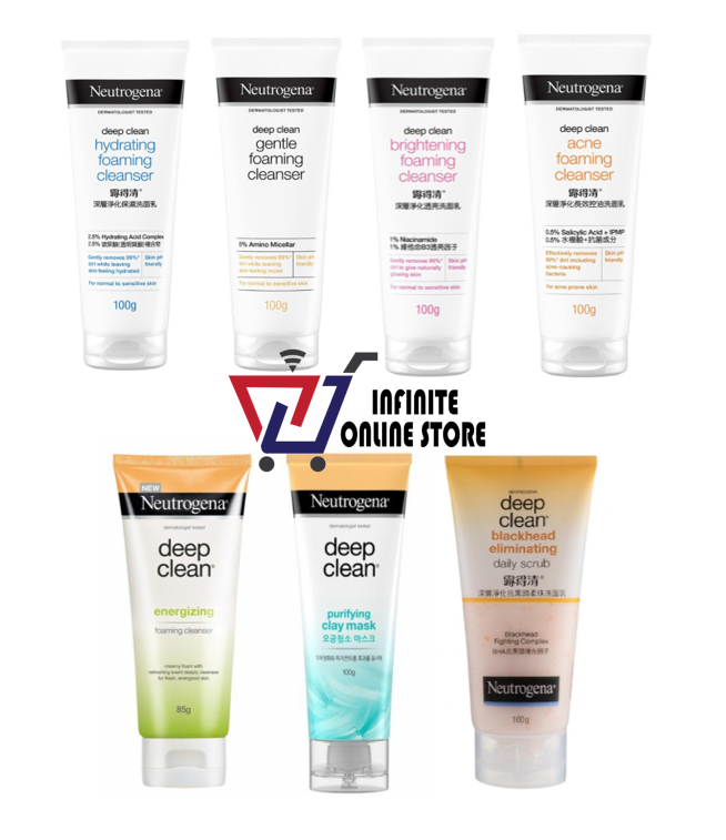 Gambar Neutrogena Deep Clean Hydrating Deep Clean Gentle Brightening Blackhead Energizing Cleanser (100g)