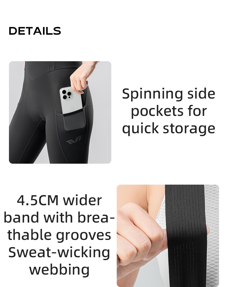 【TVI】Pantaloni da ciclismo da donna ROCKBROS Pantaloni da ciclismo da donna ad alta elasticità ad asciugatura rapida con cinturino staccabile MTB Pantaloni da ciclismo da strada Pantaloni da equitazione traspiranti con tasca laterale