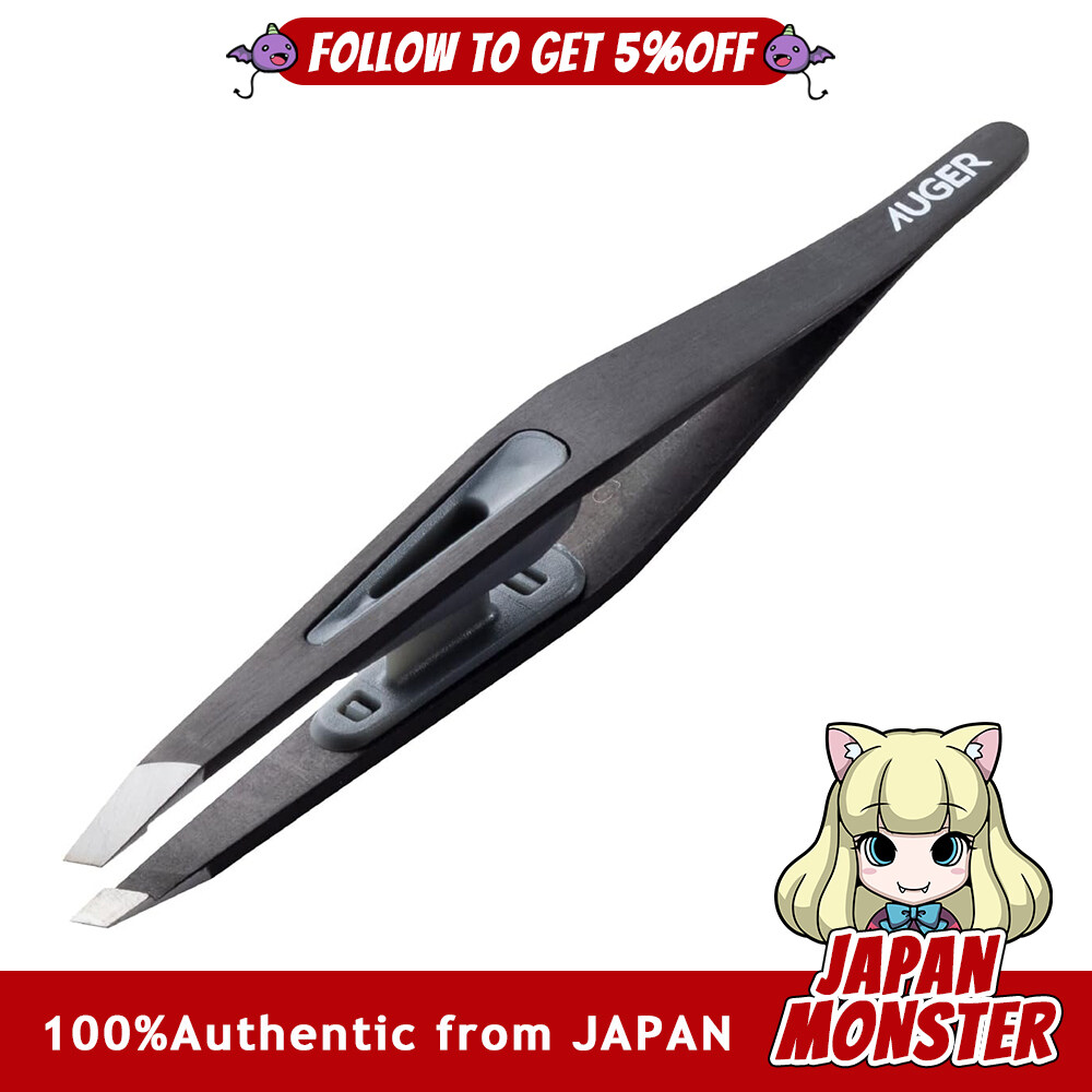 Kai AUGER Tweezers with Angled Tip for Eyebrows and Unwanted Hair Men's Grooming Japan