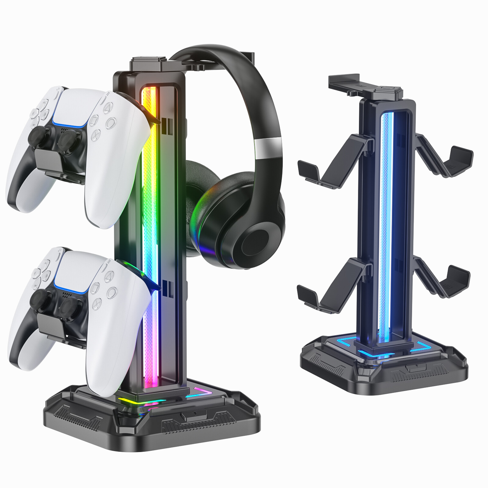 KDD RGB bệ đỡ tai nghe với 9 chế độ ánh sáng-Tay cầm điều khiển cho bàn-xoay đế tai nghe & điều khiển có thể tháo rời móc cho PC Phụ kiện tai nghe (Đen)