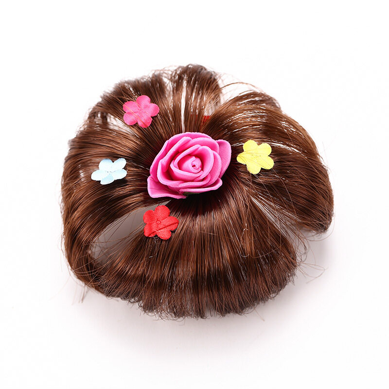Tóc Giả Trẻ Em TSE Với Kẹp Tóc Tóc Giả Nữ Công Chúa, Kiểu Búi Tóc Hoa Cài Tóc Kẹp Bé Gái, Phụ Kiện Tóc P08 1 Pair