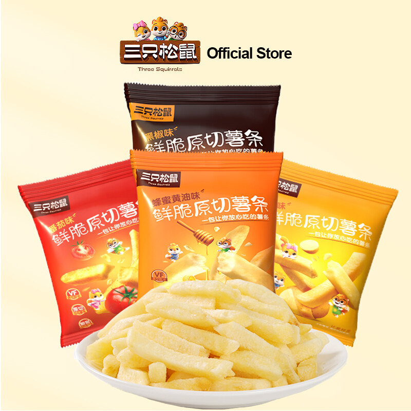 Three Squirrels Original Cut French Fries 18g*5packs 三只松鼠鲜脆原切薯条 蜂蜜黄油/黑椒/番茄/原味 非膨化 ราคา 85 บาท*ส่งฟรี