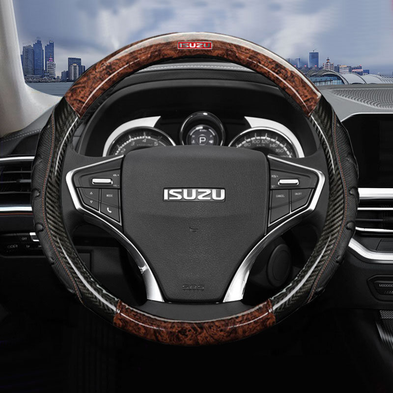 Bọc vô lăng cao cấp vân gỗ đào sợi carbon 5d cho isuzu dmax mux mu-x d-max