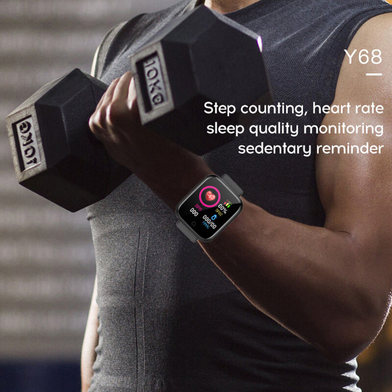Free Strap 100% Original Y68 Đồng Hồ Thông Minh Bluetooth Không Thấm Nước Tập Thể Dục Huyết Áp Tracker Máy Theo Dõi Nhịp Tim D20 Smartwatch Đối Với Apple IOS Android 5