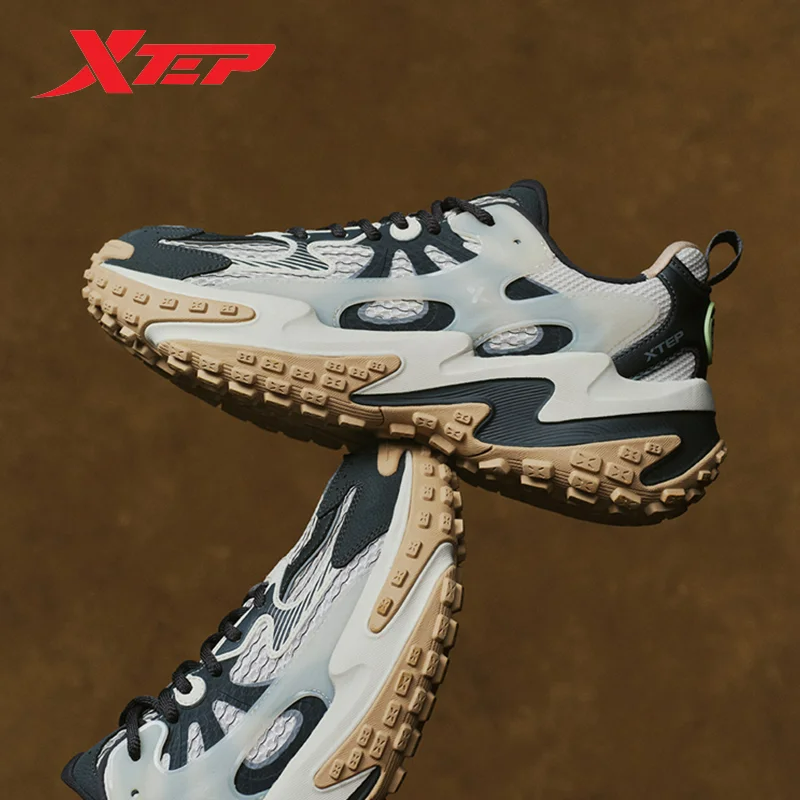 XTEP Chinoiserie Men Sneakers 2023 Fall and Winter Vintage Non-slip Amortization Old Daddy Shoes 876119320011