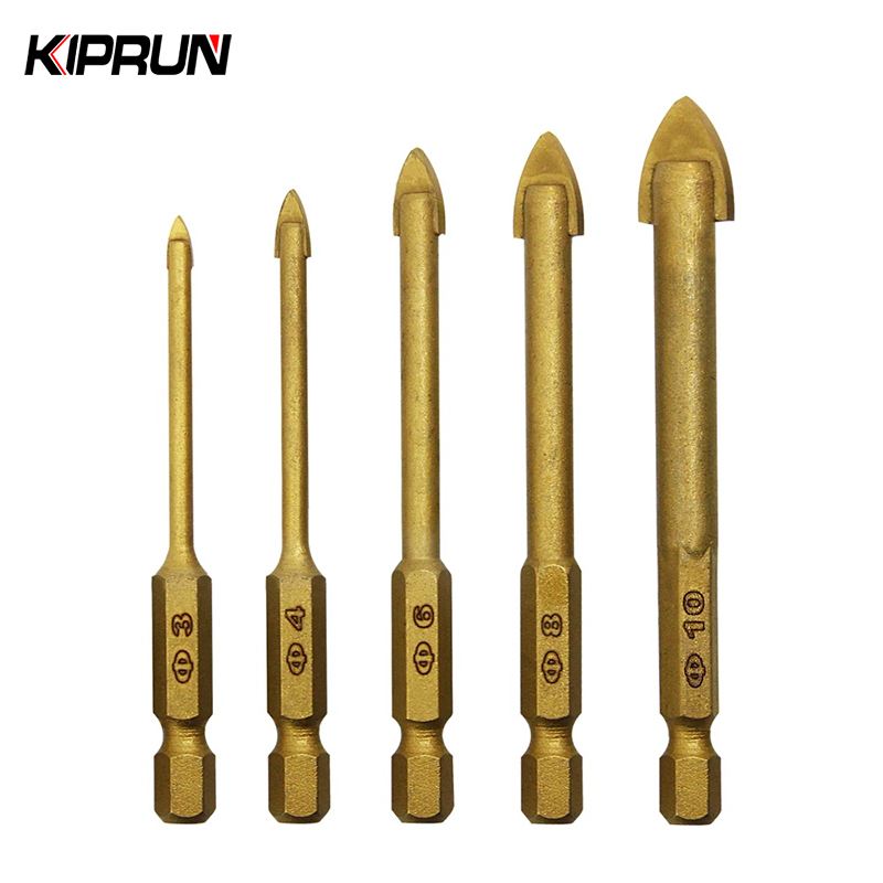 KIPRUN 5pcs Glass Drill Bit Set Ceramic 