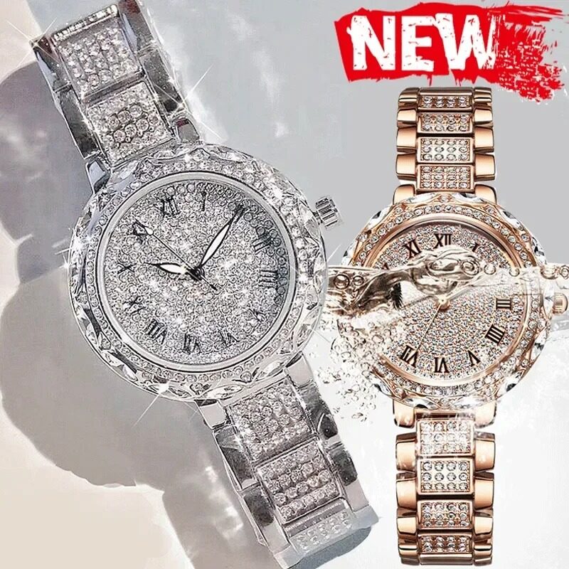 Full Diamond Women's Watch Top Luxury Quartz Steel Watches For Ladies Punk Elegant Zircon Crystal Fashion Wristwatch Clock
