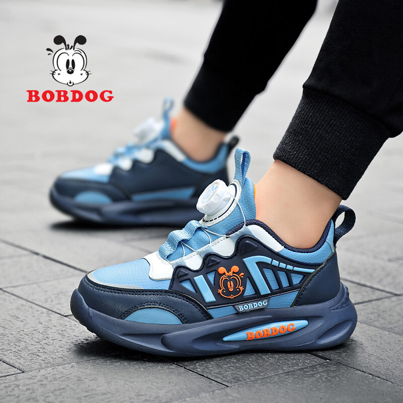 BOBDOG Kid s Shoes 2023 Autumn Sneakers Rotating Button Soft Sole Running