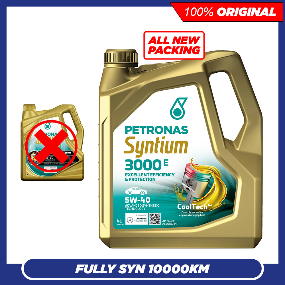 ALL NEW Petronas Syntium 3000 E 5W40 SN/CF Fully Synthetic Engine Oil 4L 10000KM 5W-40