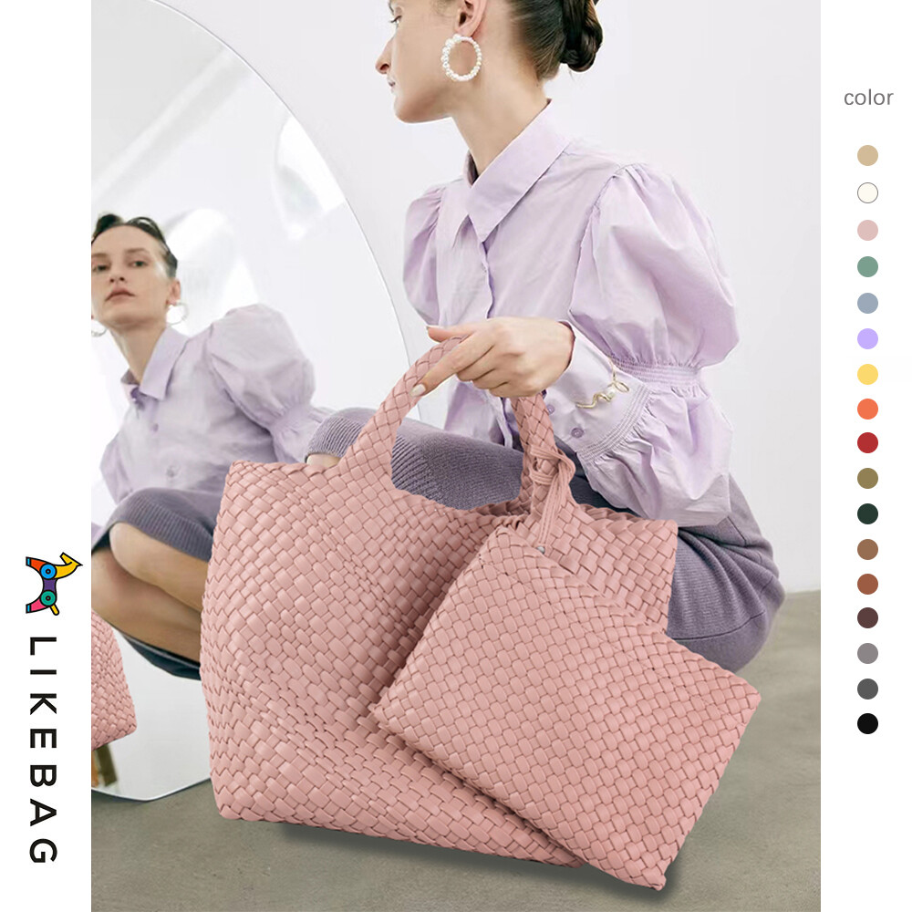 LIKEBAG tui sach nữ mẫu mới nữ thời trang túi dệt đơn giản, mềm mại Da PU dung tích lớn túi xách