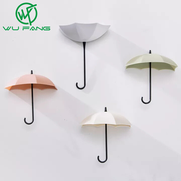 SHOOTHE 3 Cái/bộ Mini Umbrella Shape Key Hanger ABS Nhựa Trang Trí Nội Thất Thời Trang Tường Móc Món Quà Đẹp Tự Dính Phong Cách Bắc Âu Đa Mục Đích
