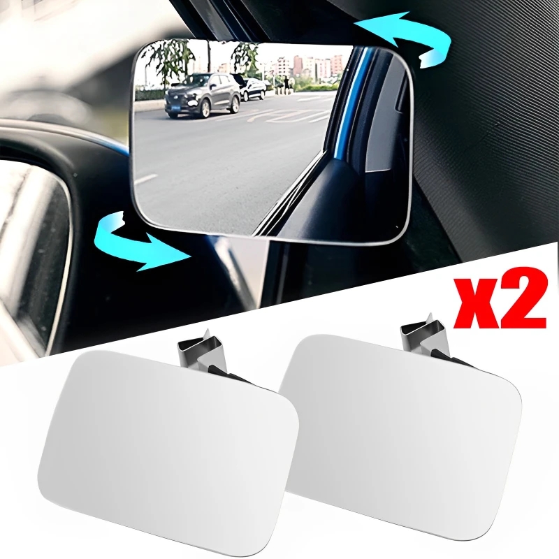 2 chiếc xe phụ trợ gương tránh điểm mù nội thất lồi gương chiếu hậu 360 độ rộng có thể điều chỉnh góc độ đậu xe không vành gương