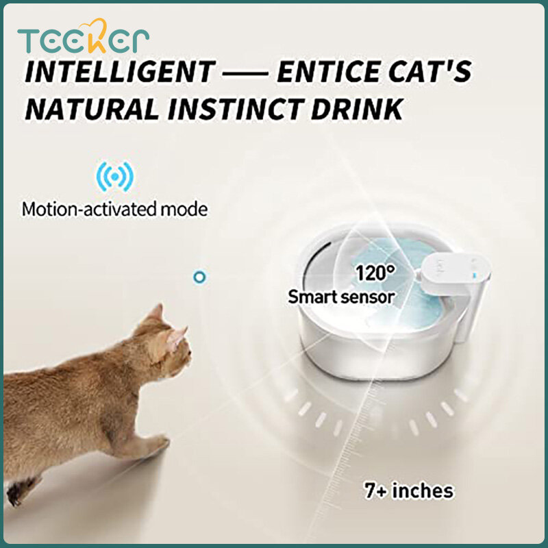 Cordless and Rechargeable Battery Cat Water Fountain, Ultra Quiet Cordless Pet Water Fountain with Wide Angle Infrared Sensing 2.5L Automatic Cat Water Fountain for Cats Indoor and Outdoor Use ราคา 2,172 บาท*ส่งฟรี