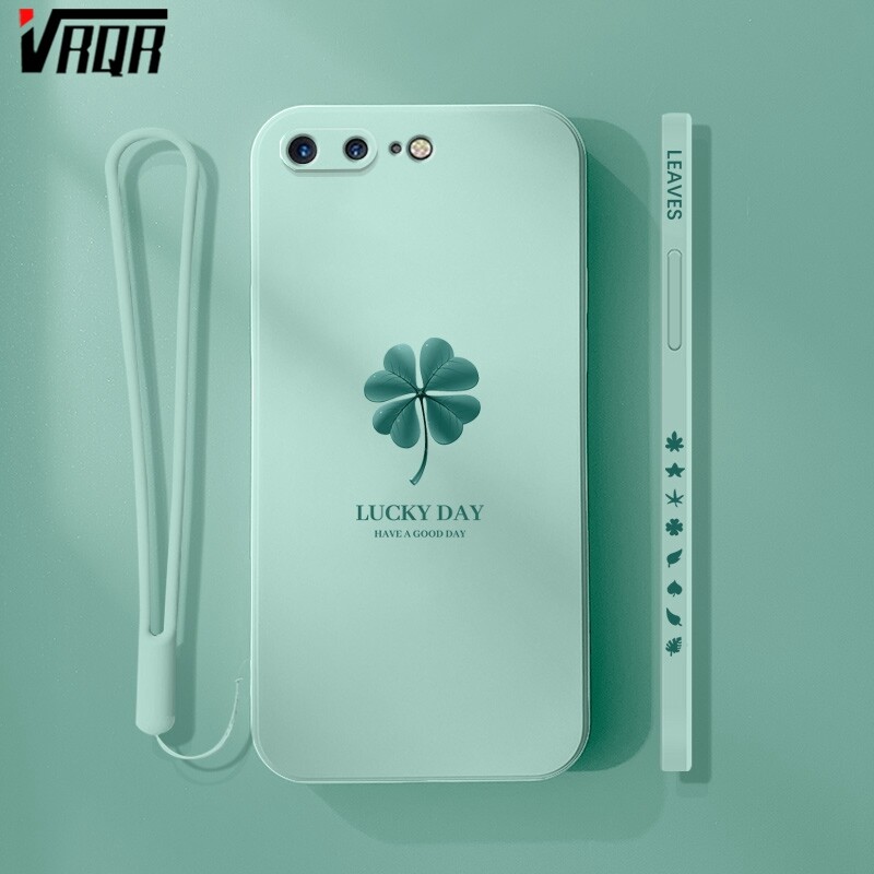 VRQR 2022 New Four-Leaf Clover Case Compatible For iphone 6 6s  iphone 7 iphone 8 iPhone SE 2020 iphone 6plus 7plus 8plus New Phone Case Casing Cover Square Luxury Shape Soft Silicone Case