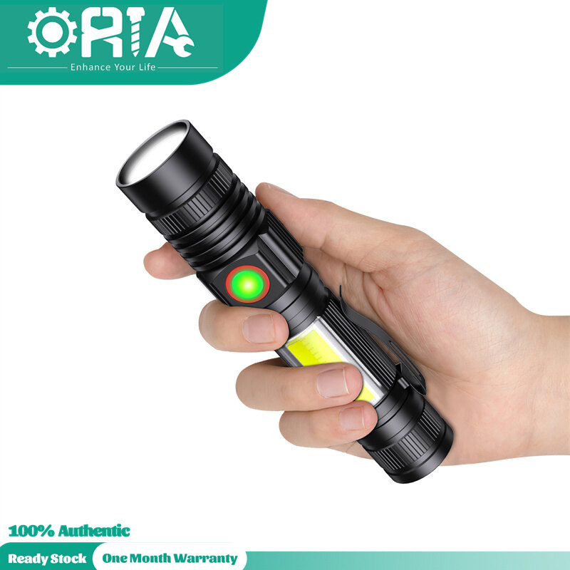 Oria đèn pin sạc được đèn led siêu sáng 1000 lumens đèn pin từ tính với đèn làm việc cob, chống nước ip65, 4 chế độ, đèn pin chiến thuật bỏ túi itoncs cho cắm trại ngoài trời khẩn cấp