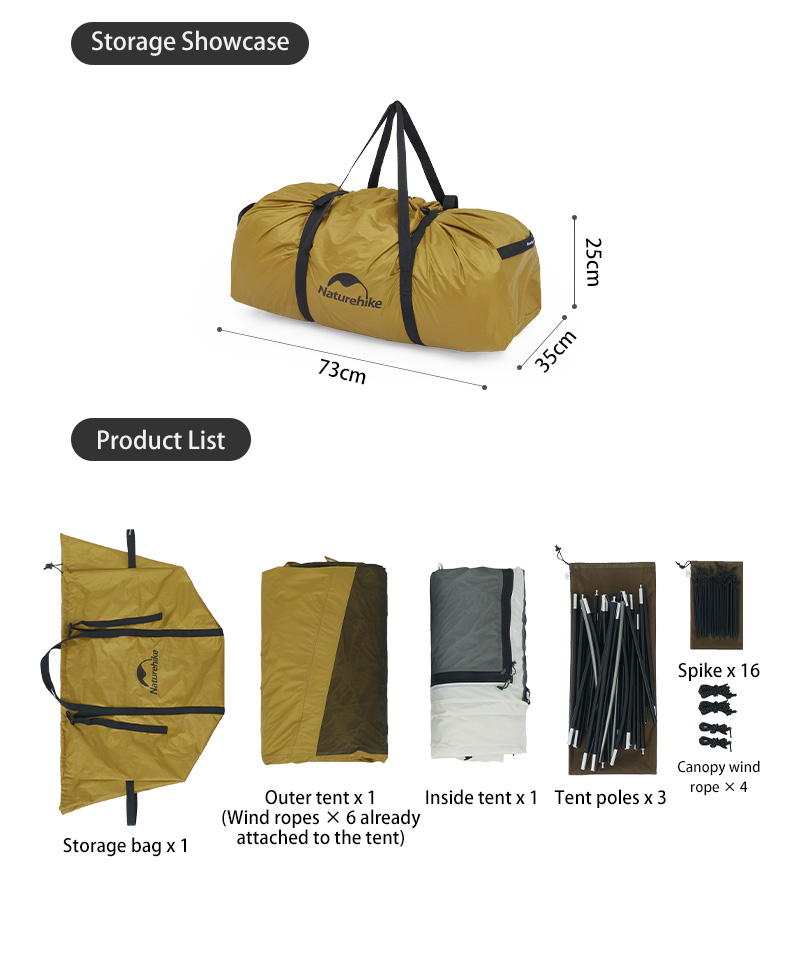 Naturehike outdoor camping dune 10.9 tent one bedroom one living room large space 4-6 person family tent · v35