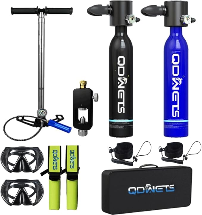 QDWETS 0.5L Mini Scuba Tank with Pump, Portable Diving Tank, Lung Tank Kits with 3000 PSI Max Pressure, Reusable Scuba Diving Kit Gear with Pump Underwater Breathing Training ราคา 10,873 บาท*ส่งฟรี