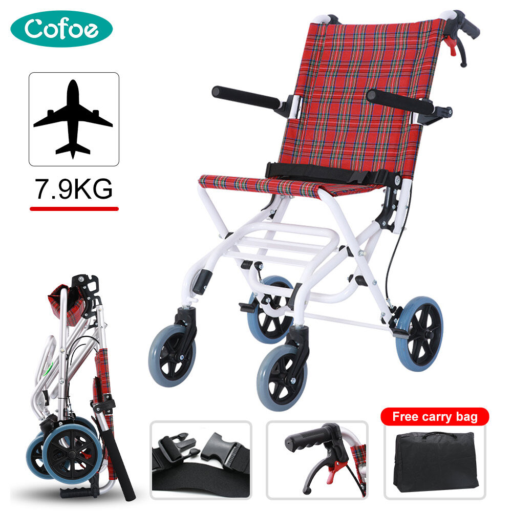 Cofoe Foldable Wheelchair + Carry Bag Lightweight Aluminum Travel Wheel Chair Flexible Portable Walking Aids for Adult Elderly Disable ราคา 5,955 บาท*ส่งฟรี