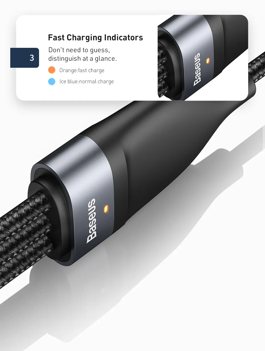 Baseus Flash Series Two for three Fast Charging Data Cable 100W 8