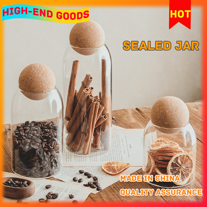 Gambar Glass Bottle Sealed Jar With Lid Cute Storage Flower Tea Tin Small Round Transparent Household Round Lid