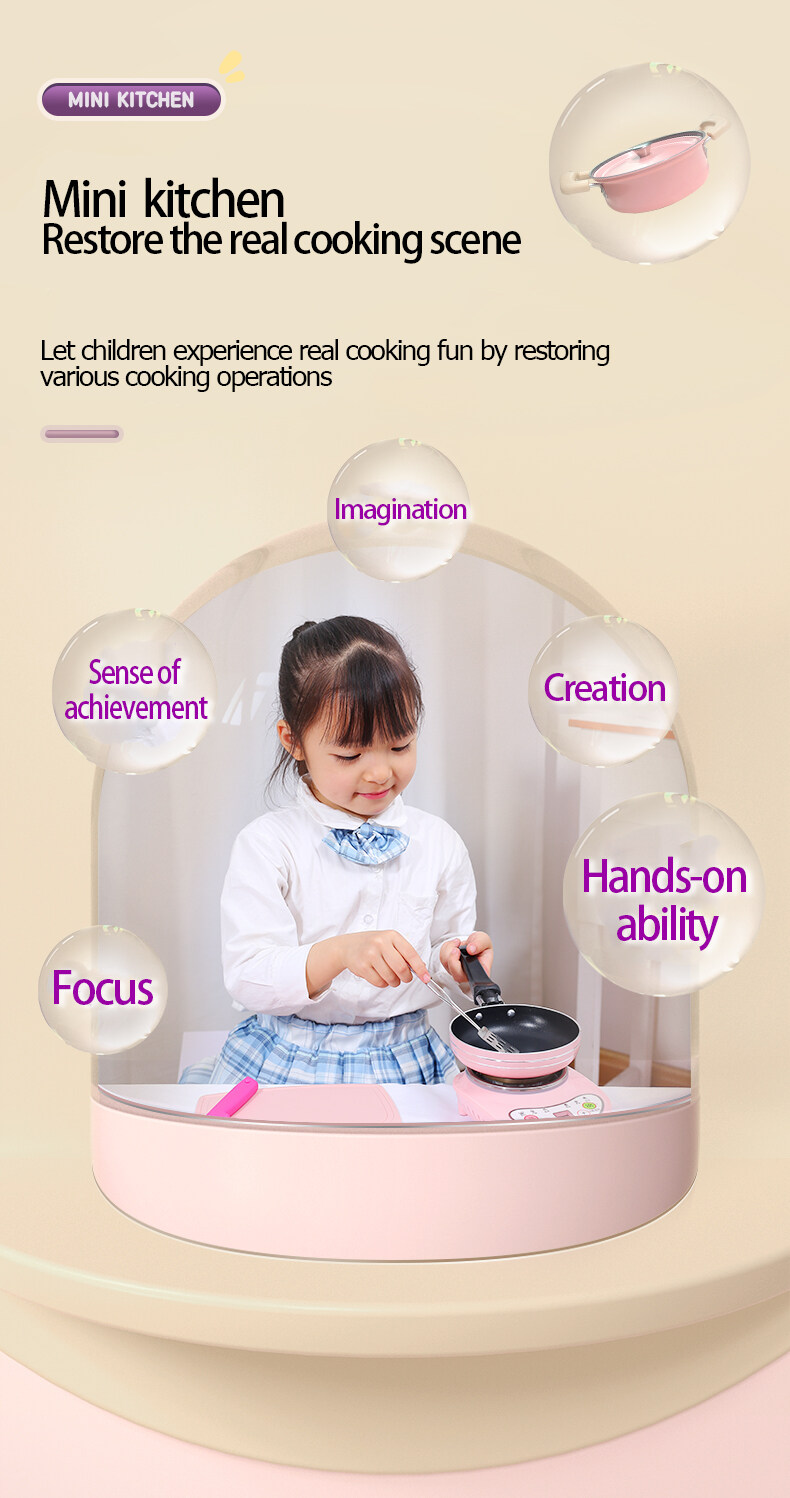 nhà bếp mini cho trẻ em thực sự nấu một bộ hoàn chỉnh các dụng cụ nhà bếp 6