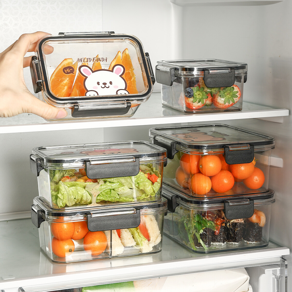 WORTHBUY Tủ Lạnh Lưu Trữ Hộp bằng nhựa kín Thực Phẩm hộp bảo quản trong suốt cho nhà bếp Rau Tươi Giữ hộp đựng có nắp Xách Tay chống rò rỉ Trái Cây Crisper