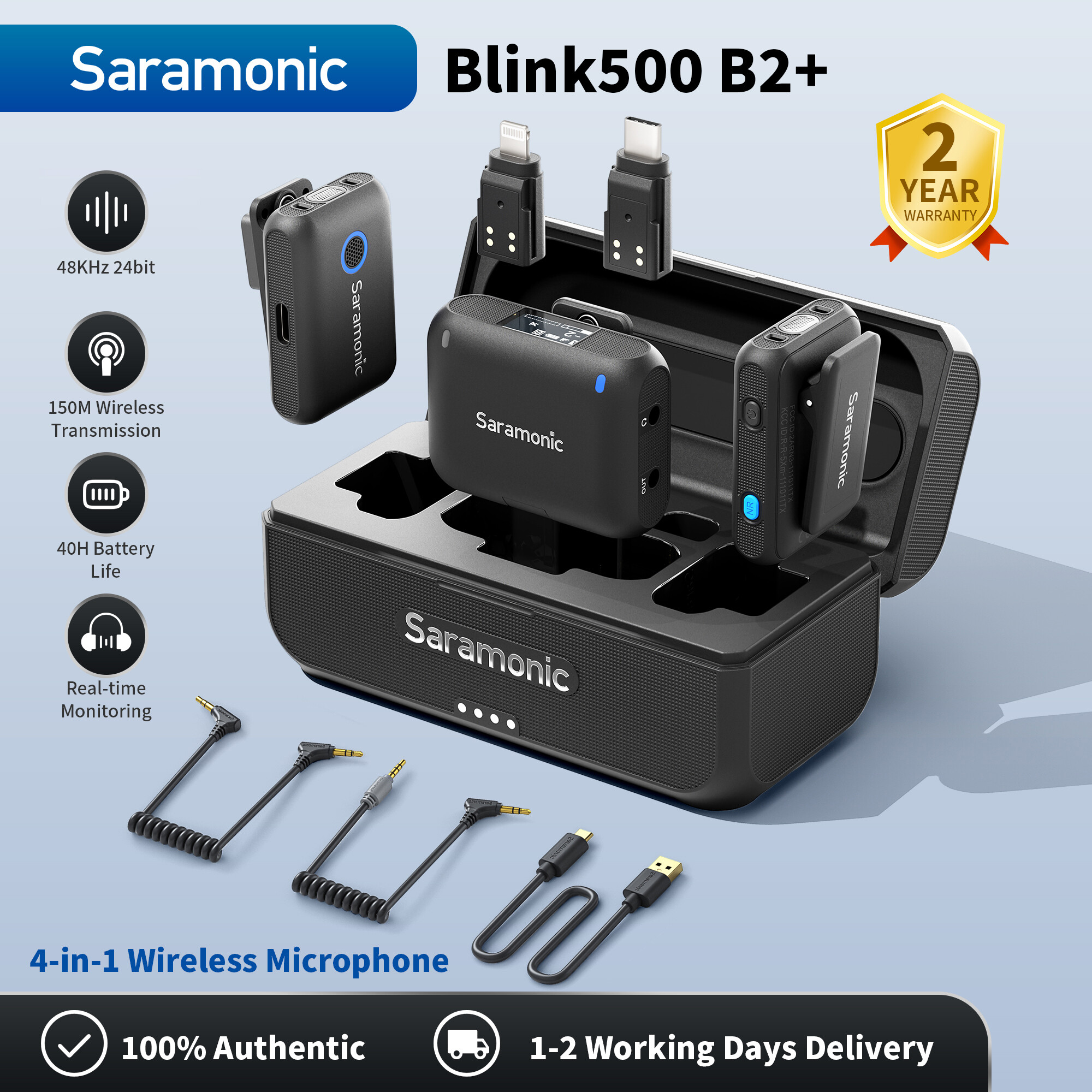 Saramonic blink 500 b2 +, 4-trong-1 micro 2-người kỹ thuật số hệ thống micro không dây xa máy ảnh, điện thoại thông minh & máy tính, liên kết 2 thiết bị với 1 receiver