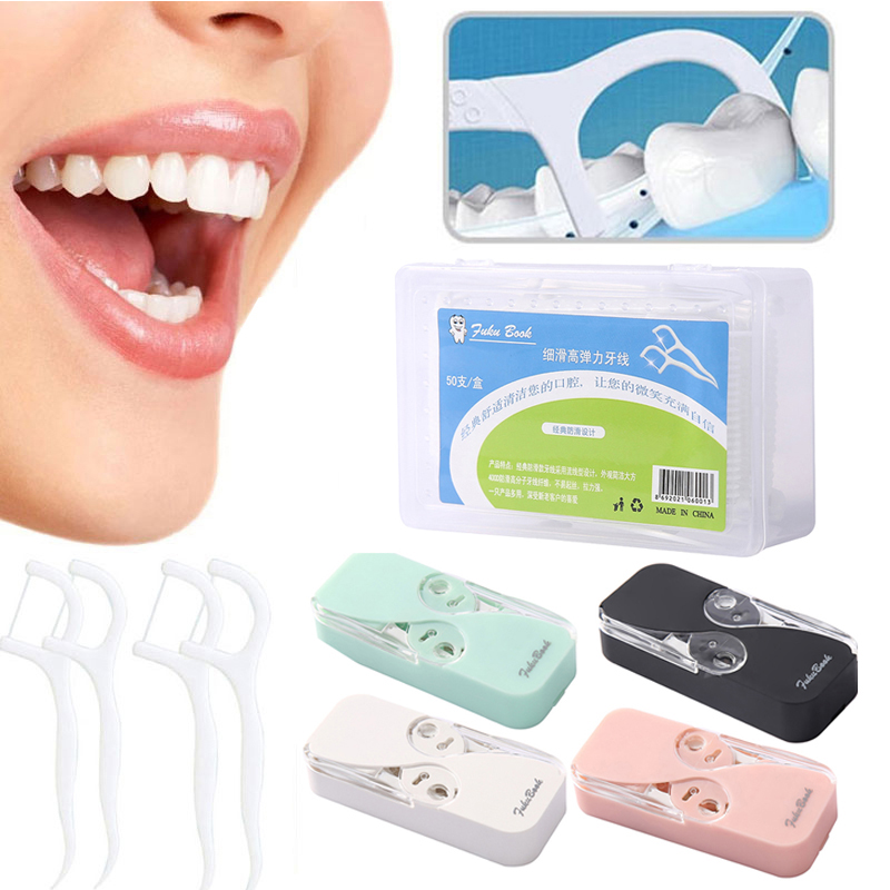 Hộp đựng chỉ nha khoa tự động mini 12 chiếc hộp đựng chỉ nha khoa làm sạch răng mở đôi
