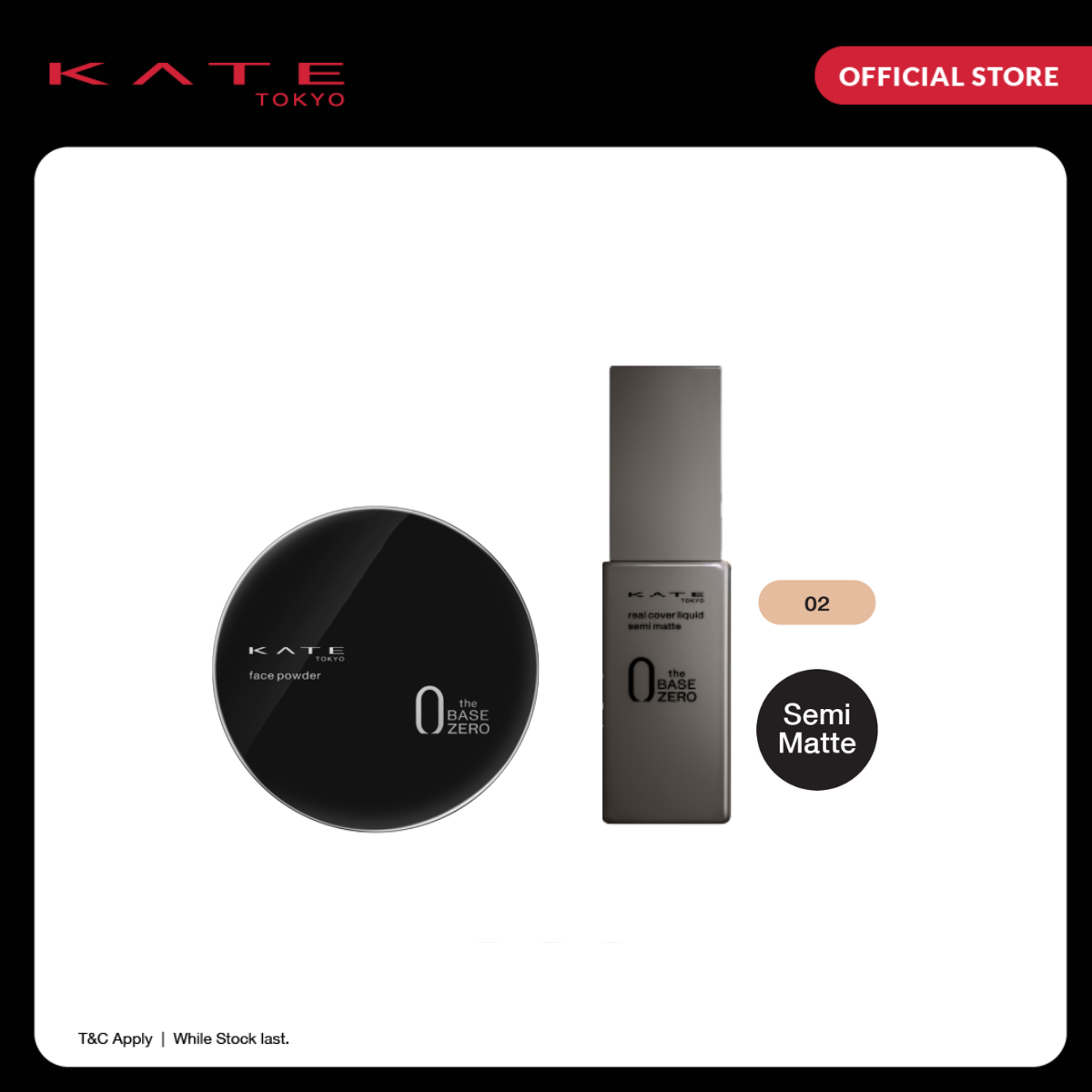 Gambar [October Exclusive Bundle] Kate Face Powder Z Semi Matte   Kate Real Cover Liquid Semi Matte 02