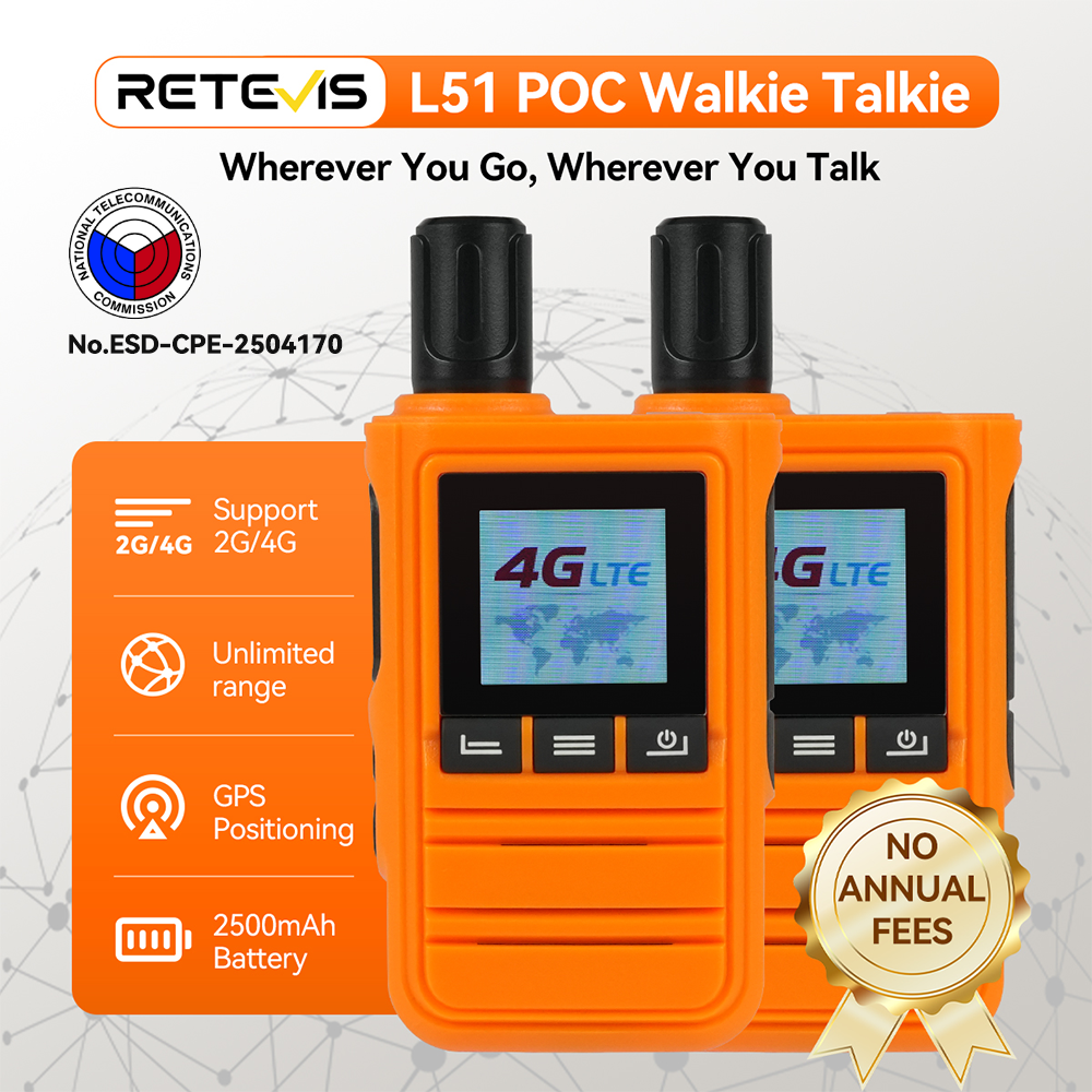 Retevis L51 PoC Radio 4G Network Two Way Radio GSP Long Range Profesional Powerful No Annual Fee for Emergency Rescue ราคา 1,514 บาท*ส่งฟรี