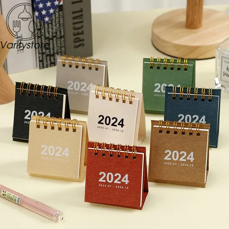 Lịch Giấy ghi chú văn phòng sinh viên dễ thương và Ngọt Ngào Phong cách đơn giản 2024 Mini lịch sáng tạo máy tính để bàn lịch đầy màu sắc