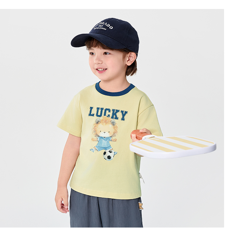 balabala Boy Pure Cotton Short Sleeve T-Shirt Baby Clothes Summer Short Sleeve Top For Infants Toddlers · v5