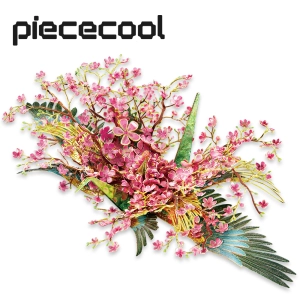 สินค้า Piececool 3D ปริศนาโลหะสำหรับผู้ใหญ่,ดอกพีชปรารถนาเครนรุ่นอาคารชุด,ของขวัญวันวาเลนไทน์