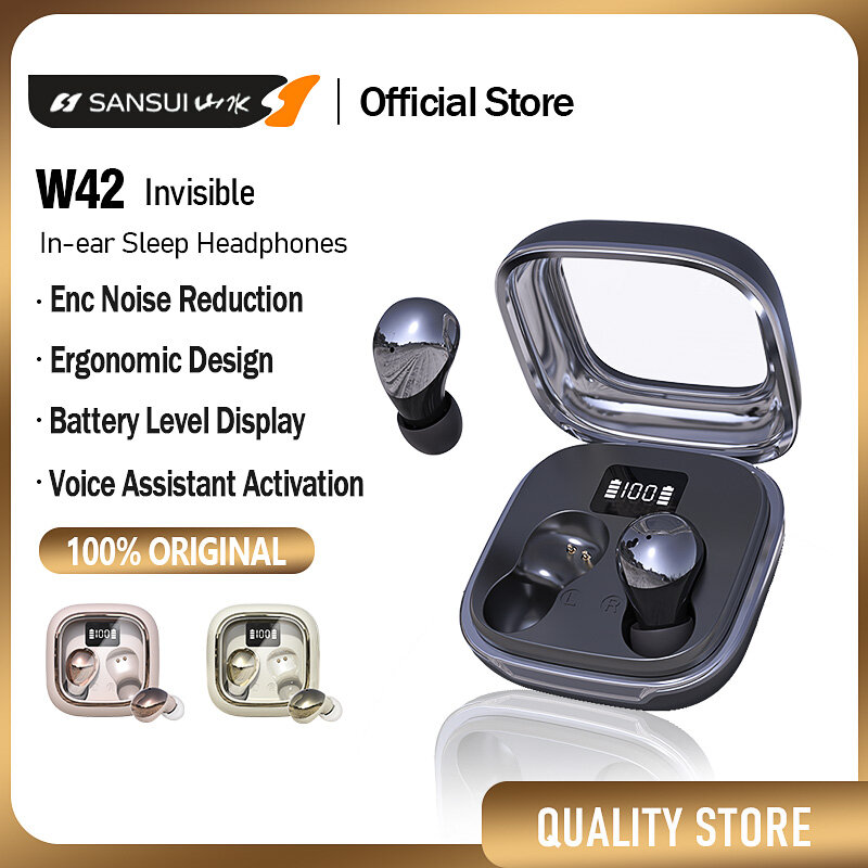 SANSUI W42 Wireless Sleep Earbuds with ENC, Battery Display & Bluetooth 5.4 – Ergonomic, Sleep-Friendly Design Earphones ราคา 342 บาท*ส่งฟรี