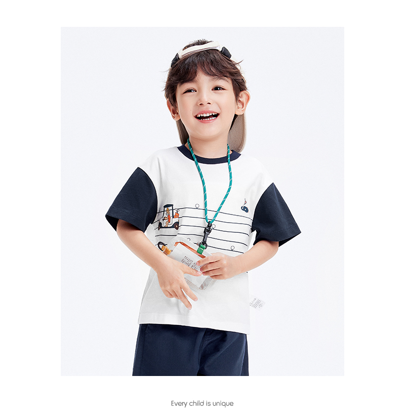 balabala Children Short Sleeve T-Shirt Cotton Inner Wear Boy Baby Summer Casual Top Trendy · v2